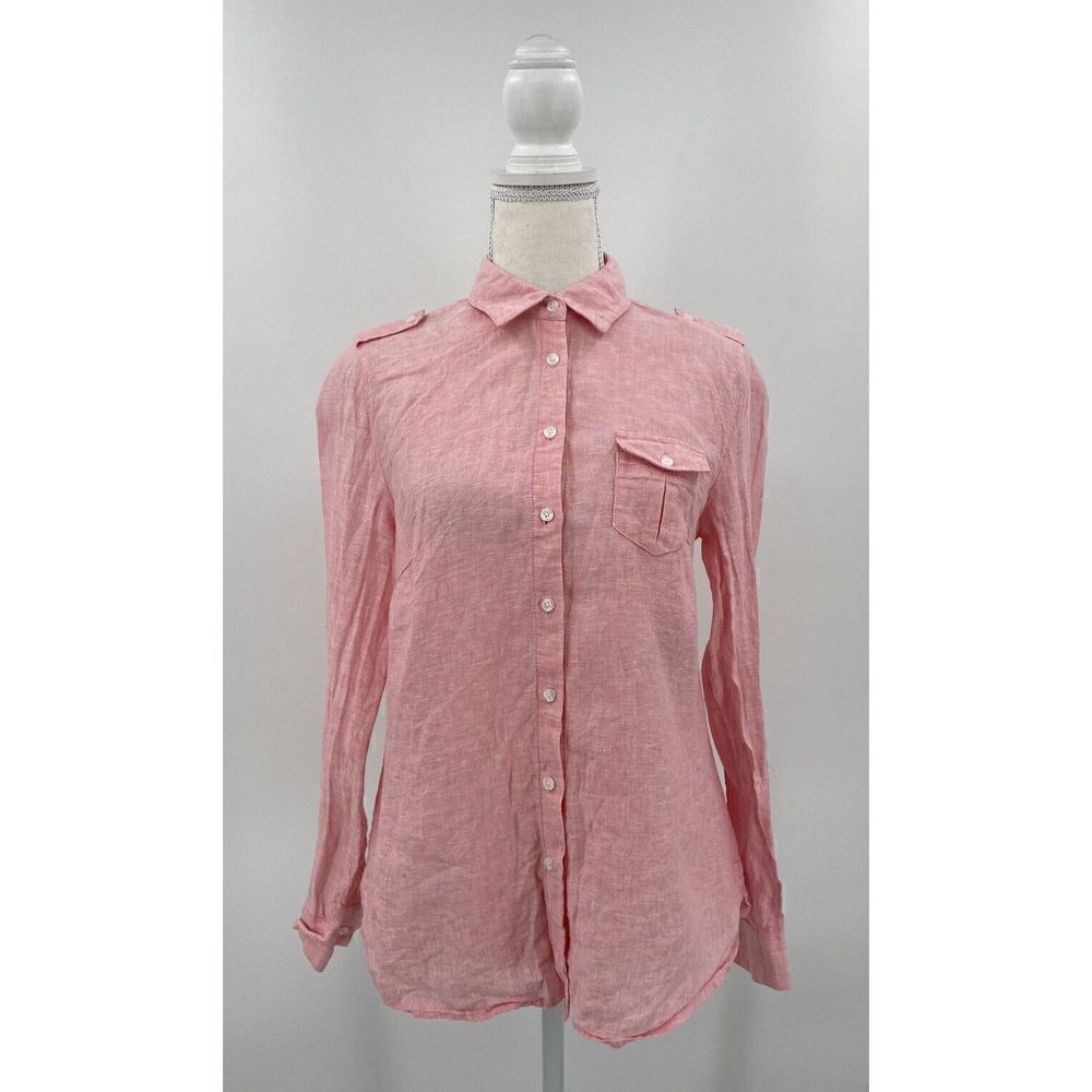 Island Company Commandante Linen Shirt Long Sleeve Button Up Sz Small